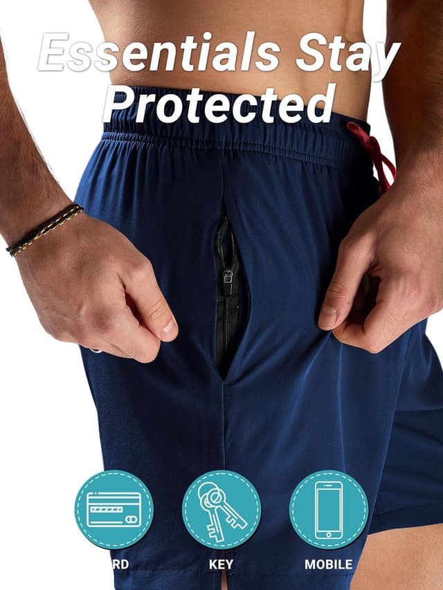 Detalle 1 de Arcweg Herren-Badehose mit Kompressions-Liner (2-in-1) – atmungsaktive Badeshorts mit Tunnelzug und Reißverschlusstaschen