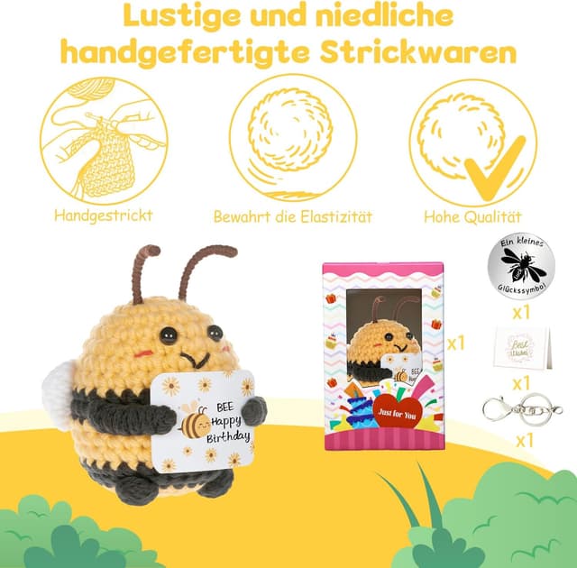 Detalle 2 de MLZTINGR Handgehäkelte Glücksbiene Geschenkset