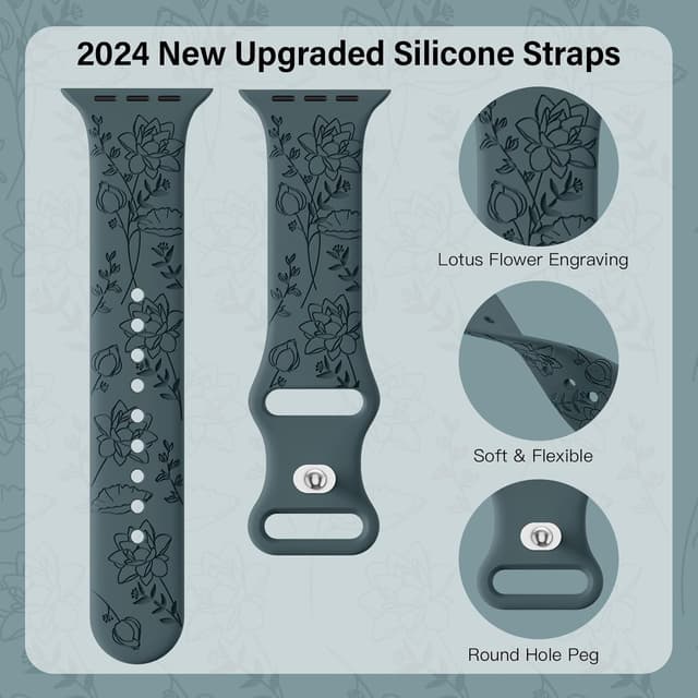 Detalle 2 de Yoohoo Floral Engraved Strap for Apple Watch