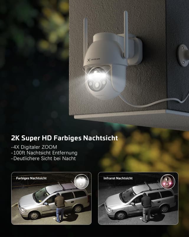 Thumbnail 4 de COCOCAM 2K Außen-Akku-WLAN-Kamera mit AI-Erkennung