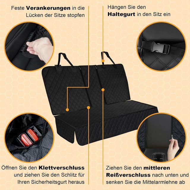 Detalle 2 de Angooni Auto Hundedecke Rücksitz mit Isofix – Hundeschutz für Rückbank (135 × 120 cm) wasserfest & rutschfest