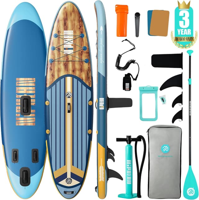 Detalle de Niphean 10’6" Inflatable Stand Up Paddle Board (SUP) with Anti-Slip EVA Deck and SUP Accessories