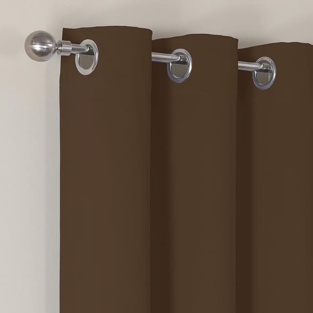 Detalle de VEHEDE Blackout Curtains Eyelet Thermal Insulated, 54 Inch Drop (2 Panels) – Brown