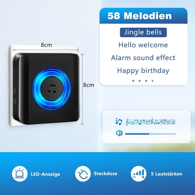 Detalle 2 de Satisure Doorbell Set estensione radio 110 dB