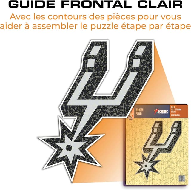 Thumbnail 6 de Iconic Puzzles San Antonio Spurs (Logo) – Puzzle en bois sous licence NBA, 500 pièces, Taille L