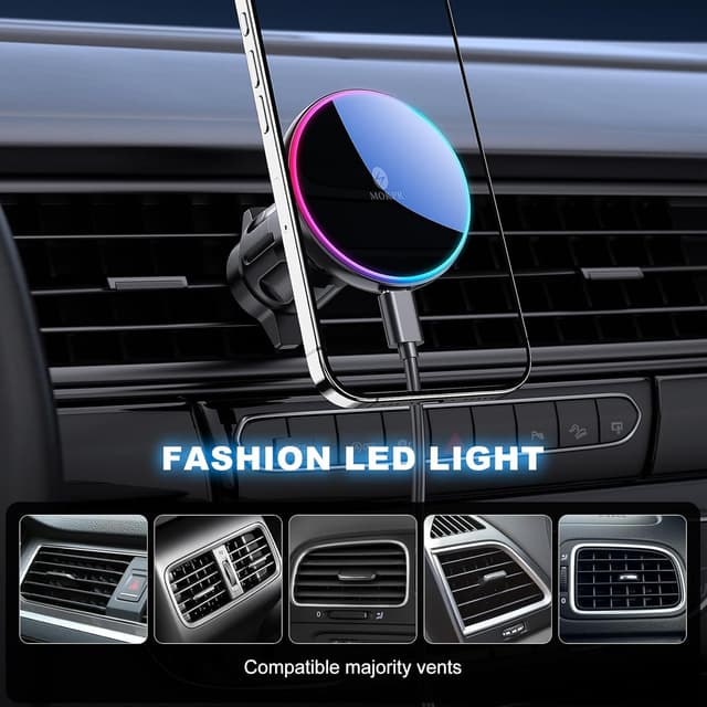 Detalle de MOKPR MagSafe-Autohalterung mit Ladefunktion (15 W) für iPhone 16/15/14/13/12