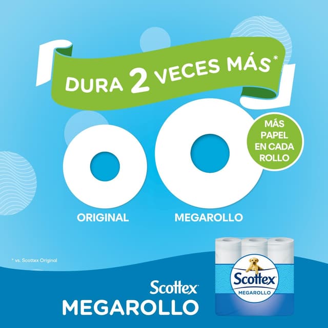 Detalle 2 de Scottex Megarollo papel higiénico 48 rollos (equiv. 96) 🧻