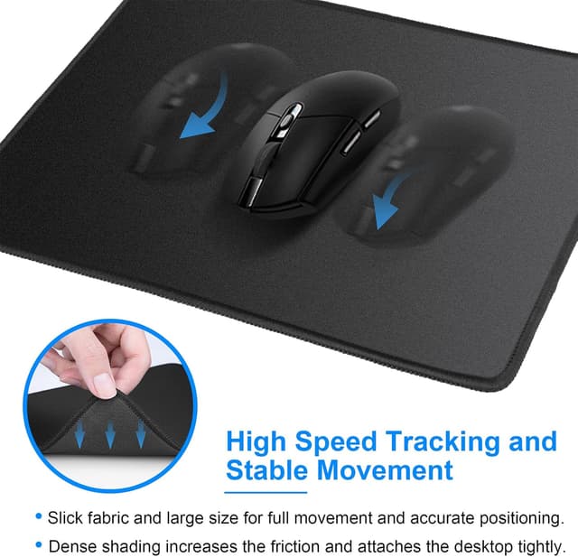 Detalle de KTRIO Mauspads 275×215 mm (6er-Set) – wasserdichte Mousepads mit vernähten Kanten, schwarz