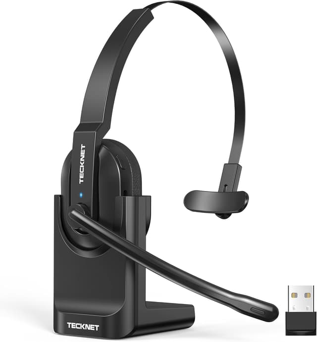 Detalle de TECKNET V5.2 Bluetooth Headset 50+ Std. Akku