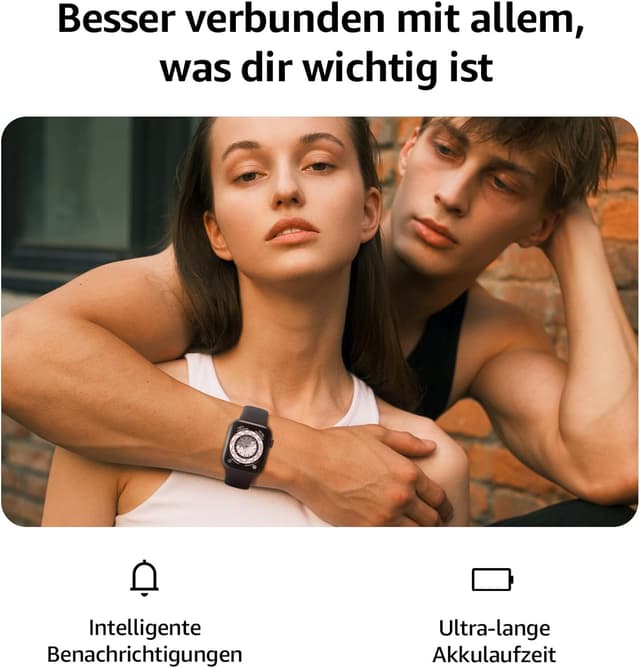 Detalle 2 de AcclaFit Smartwatch für Damen & Herren mit 1,85" HD Touch, Bluetooth-Telefonfunktion, IP68 und Fitness-Tracker