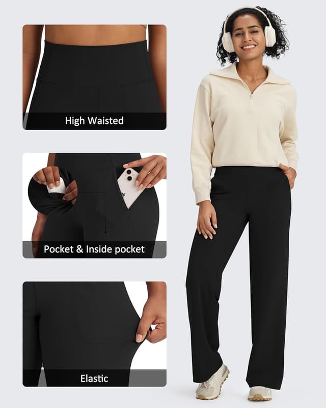 Detalle de G4Free BareFeel high-waist wide-leg yoga pants with pockets