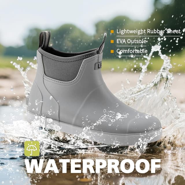 Detalle 2 de CKWLXQY Women’s Waterproof Deck Boots (Ankle Rain Boots with Anti-Slip Traction)