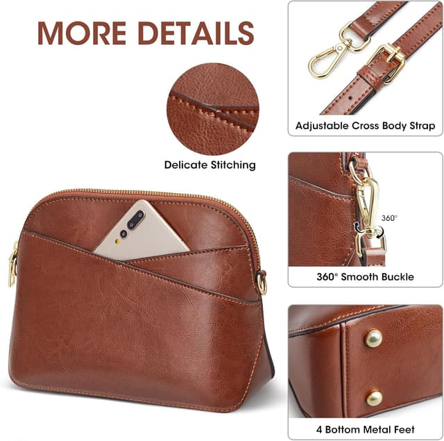 Detalle de Kattee borsa a tracolla da donna in vera pelle, piccola e organizzata