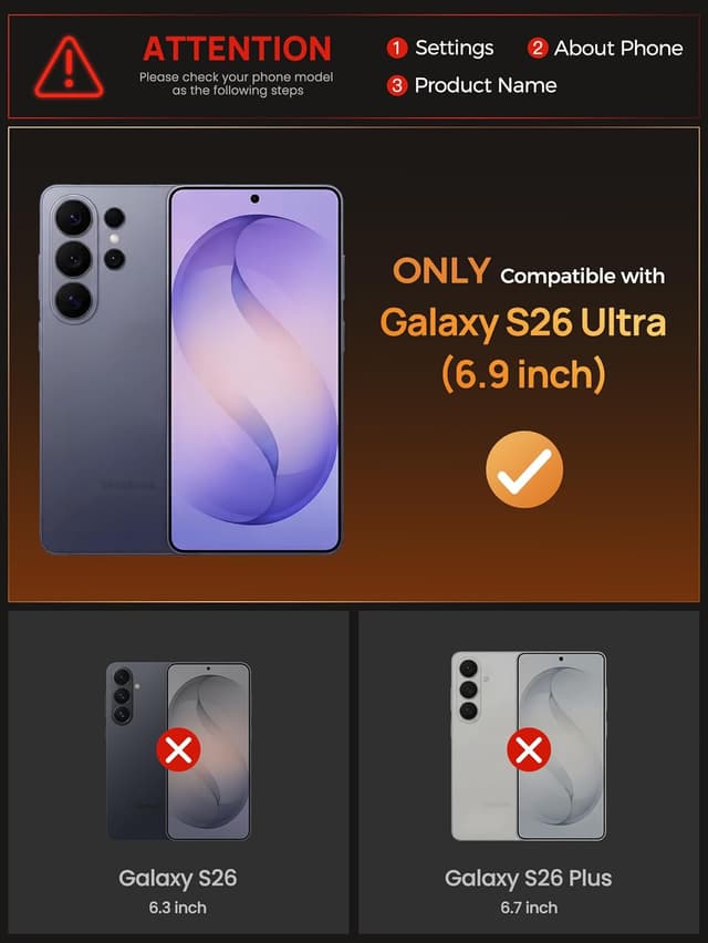 Detalle de Vihibii for Samsung Galaxy S26 Ultra 6.9" Case Wallet with Card Holder (up to 4 cards) – Slide Camera Cover, Military-Grade Drop Protection, Black