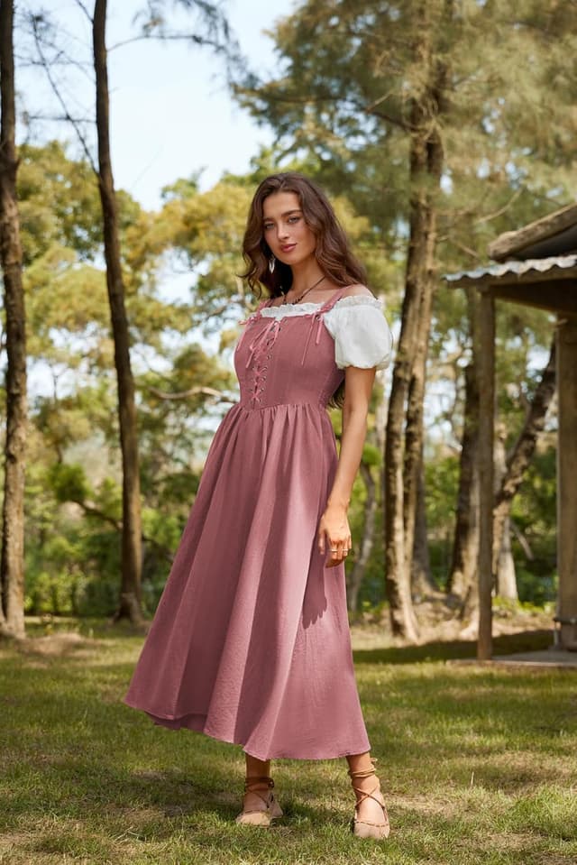 Detalle de Robe corset Renaissance sans manches à lacets Scarlet Darkness pour femme