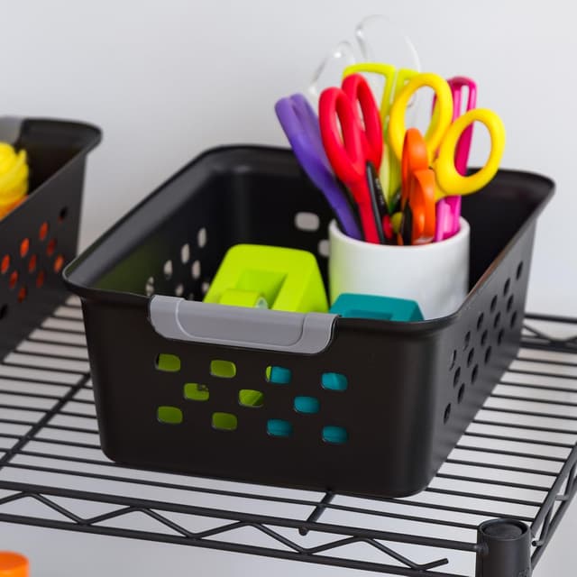 Thumbnail 4 de Iris Ohyama Panier d'étagère, Plastique, Noir, 5L, Lot de 6