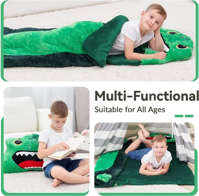 Detalle de iPlay iLearn Kids Dinosaur Sleeping Bag (2-in-1) Toddler Nap Mat Slumber Sack