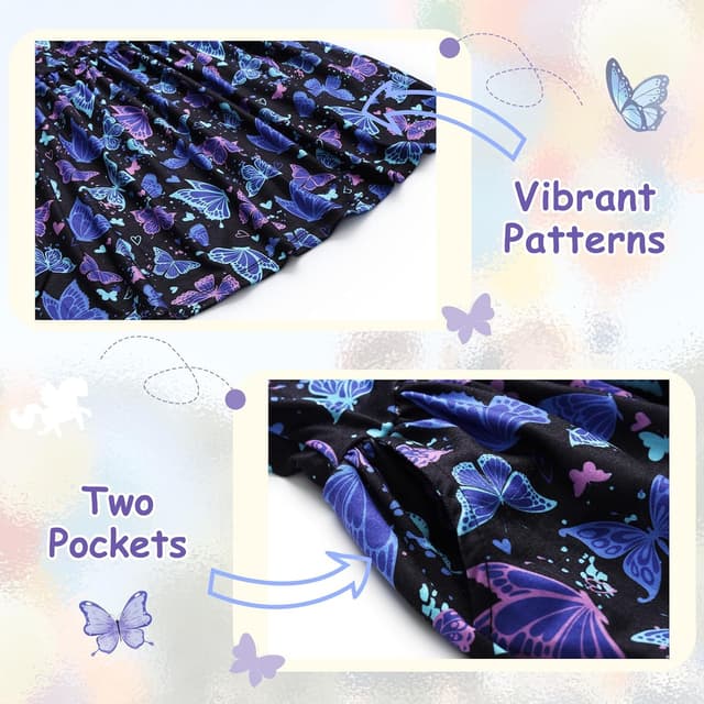 Detalle de VASCHY robe de fille en coton imprimé licorne à manches longues courtes (3 à 10 ans)