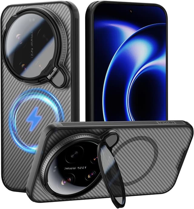 Detalle de Nillkin Magnétique Coque pour Xiaomi 17 Ultra avec protection photo et support compatible MagSafe (noir transparent)