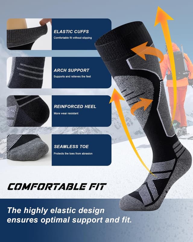 Detalle 2 de Chaussettes de ski laine mérinos 30 %