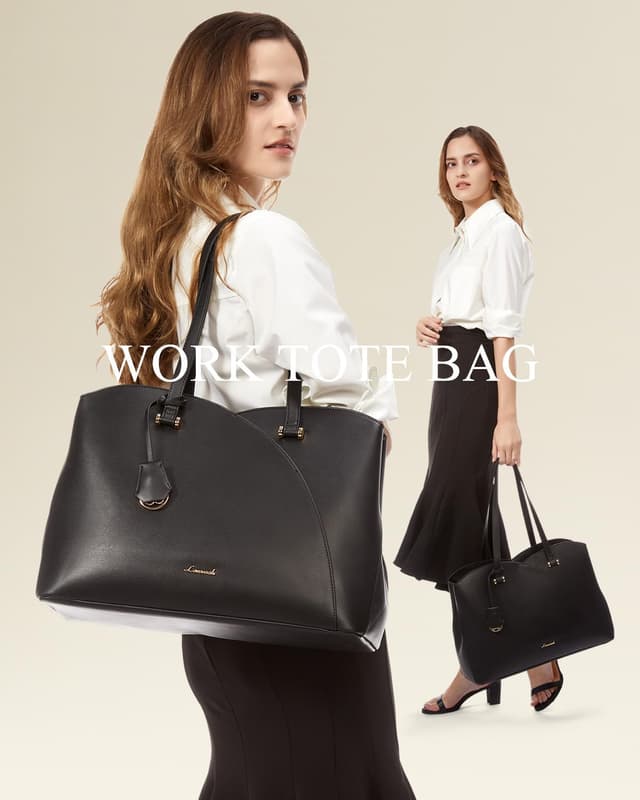 Detalle 2 de LOVEVOOK Large Tote Bag with Laptop Compartment (PU Leather) for Work, School and Uni