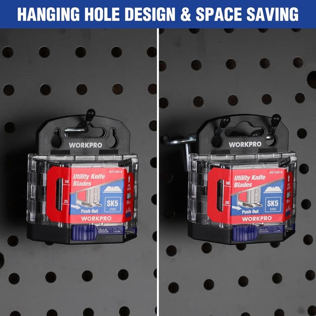 Detalle 2 de WORKPRO Lame trapèze en acier SK5 pour cutter avec distributeur (lot de 50 pièces)