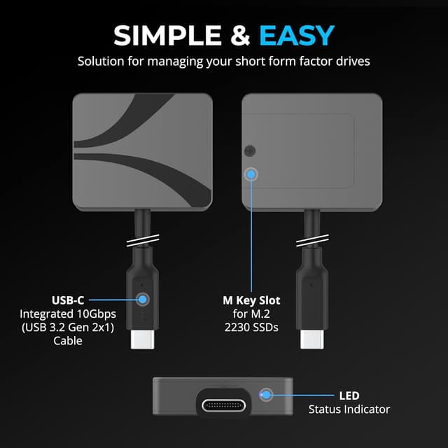 Detalle de SABRENT EC-NE30 M.2 2230 SSD Enclosure 10Gbps