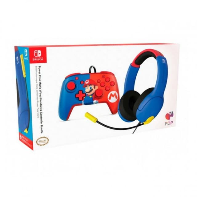 Detalle 2 de PDP Super Mario Bros Pack Rematch Deluxe (mando con cable) + Airlite LVL40 Mario (auriculares gaming)