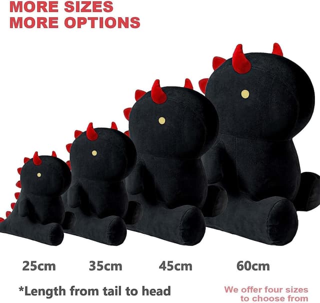 Detalle de shownicer Plüsch-Dinosaurier als Kuscheltier & Wurfkissen (Schwarz, 45 cm)