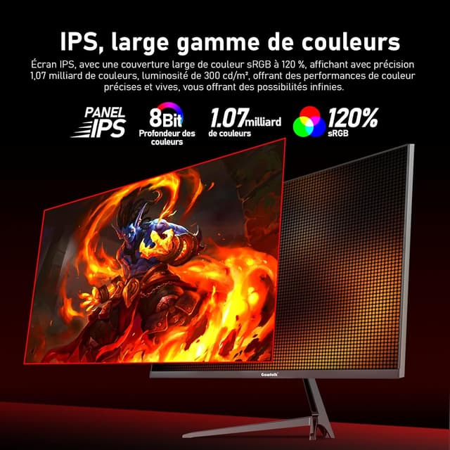 Detalle 1 de Gawfolk Écran PC IPS 27 pouces 2K WQHD 320 Hz — Moniteur gaming VESA 75x75 noir