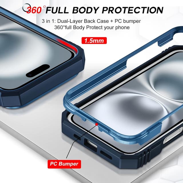 Detalle de iPhone 16 shockproof case, 2-pack glass