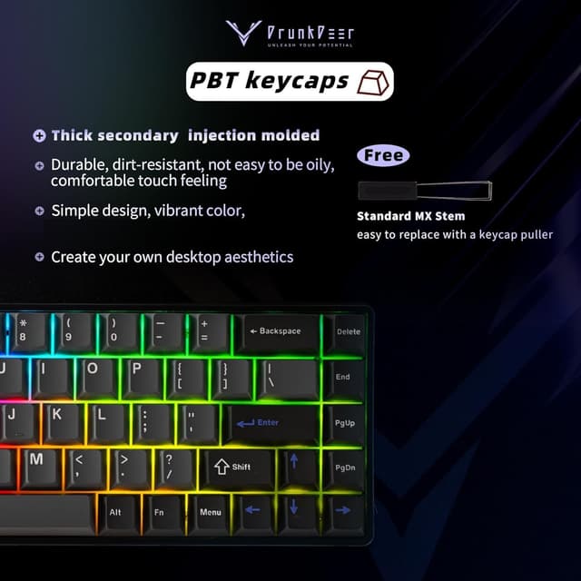 Thumbnail 6 de DrunkDeer G65 Rapid Trigger mechanische Tastatur (G65 ANSI) – 65% mit Magnetschaltern, RGB & PBT-Tastenkappen
