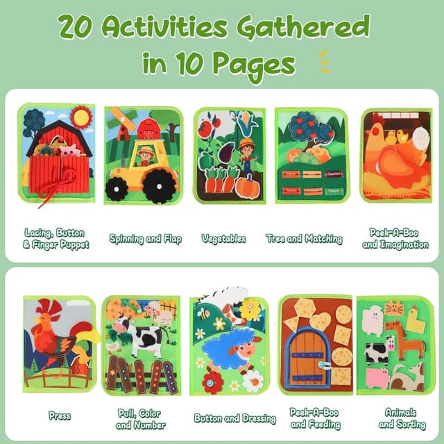 Detalle de LZDMY Busy Book Montessori activity toy 20 pages