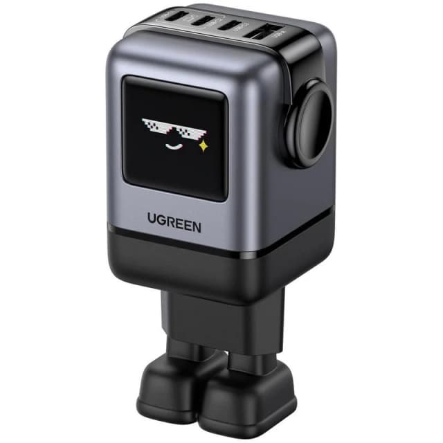 Detalle de Ugreen Uno Robot 100W Cargador GaN 3 USB-C + USB-A 🔌
