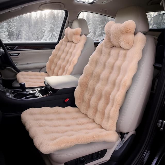 Thumbnail 6 de LiveGo Fuzzy Rabbit Fur Car Seat Cushion 6