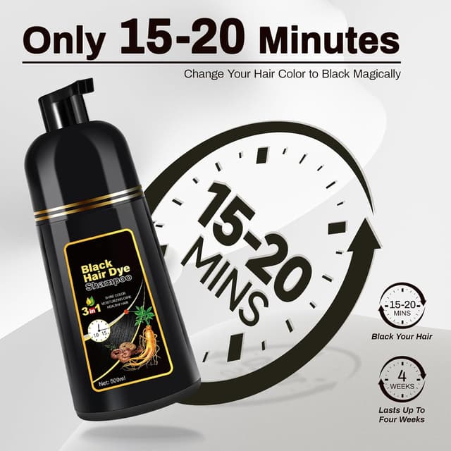 Detalle de cosmpro Black Hair Dye Shampoo 3-in-1 for Gray Hair Coverage