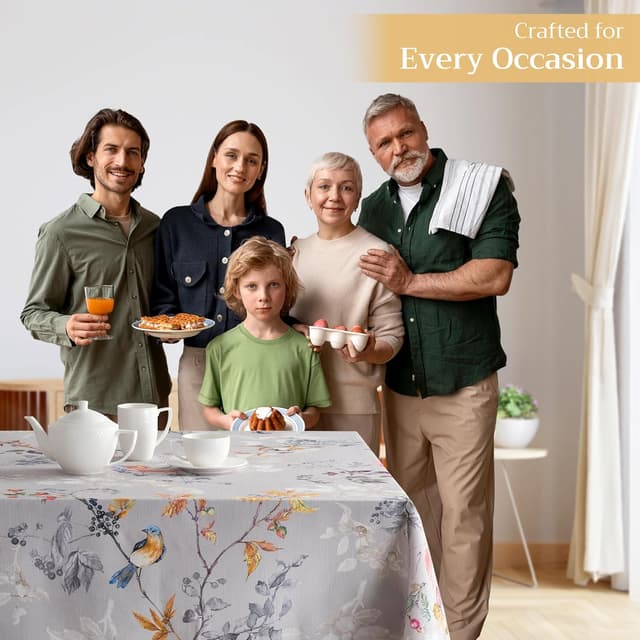 Detalle de Maison d' Hermine Rectangle Table Cloth (Equinoxe - Grey) 100% Cotton, 70 x 108 Inches