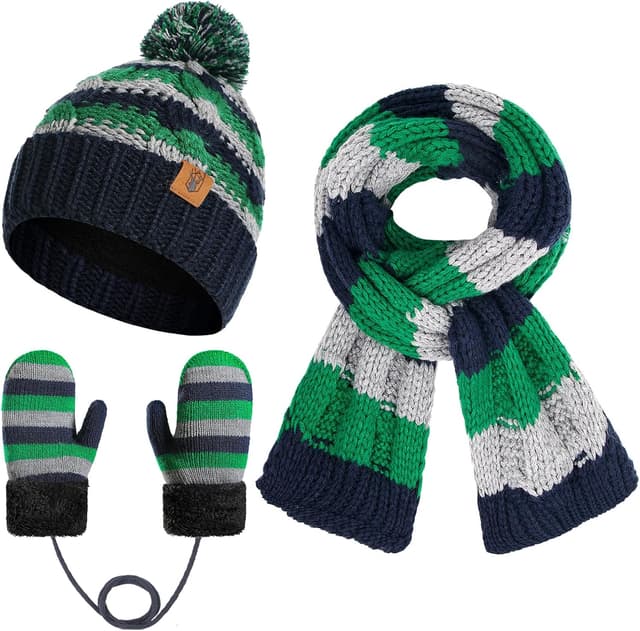 Thumbnail 1 de INSISMY Ensemble Bonnet Écharpe Gants Enfant 3-8 ans