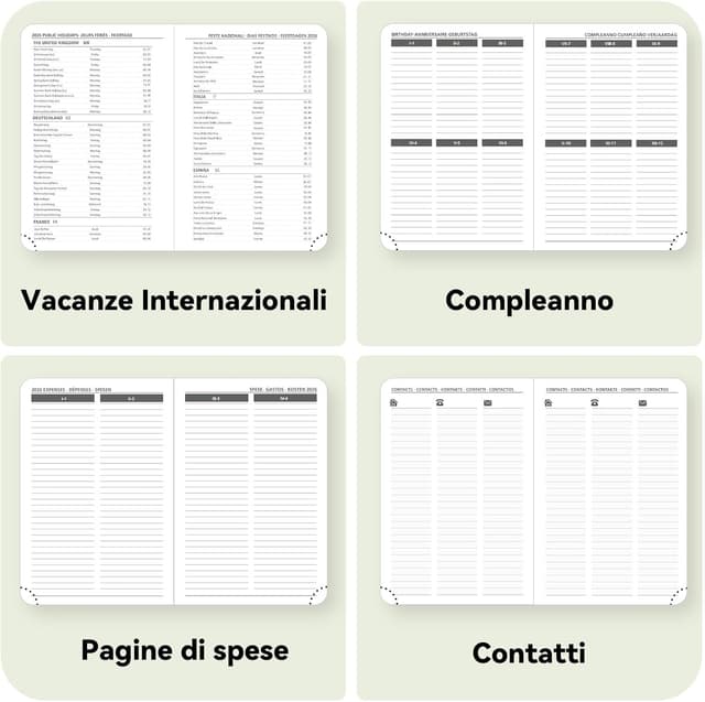 Detalle de FEKSINO Agenda settimanale 2026 A4 (28,6 x 21 cm) con copertina rigida in pelle PU rosa, da gennaio a dicembre 2026