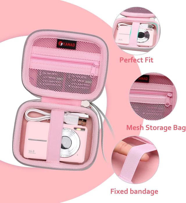 Thumbnail 6 de XANAD Digitalkamera Hülle & Tasche für Kinderkameras – passend z. B. für Kodak Pixpro FZ55 und C1 mini (Rosa)