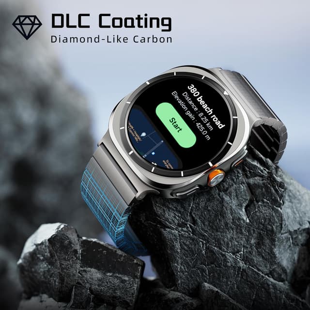 Detalle de LULULOOK Titanium Strap for Samsung Galaxy Watch Ultra 7 (47mm) – 24mm DLC scratch-resistant replacement band