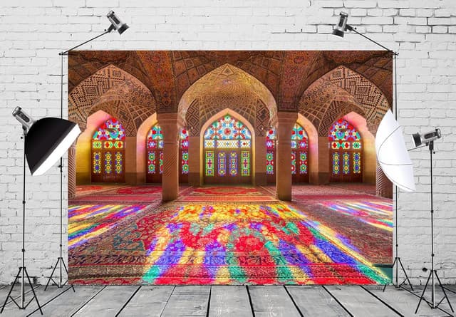 Detalle de BELECO 2.1 x 1.5m Moroccan fabric backdrop for weddings, parties and portraits