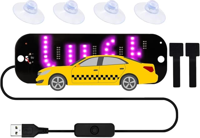 Detalle de LED Light for Car Windshield Sign (Pink) with Suction Cups, Hook-and-Loop Cable Ties and USB Plug