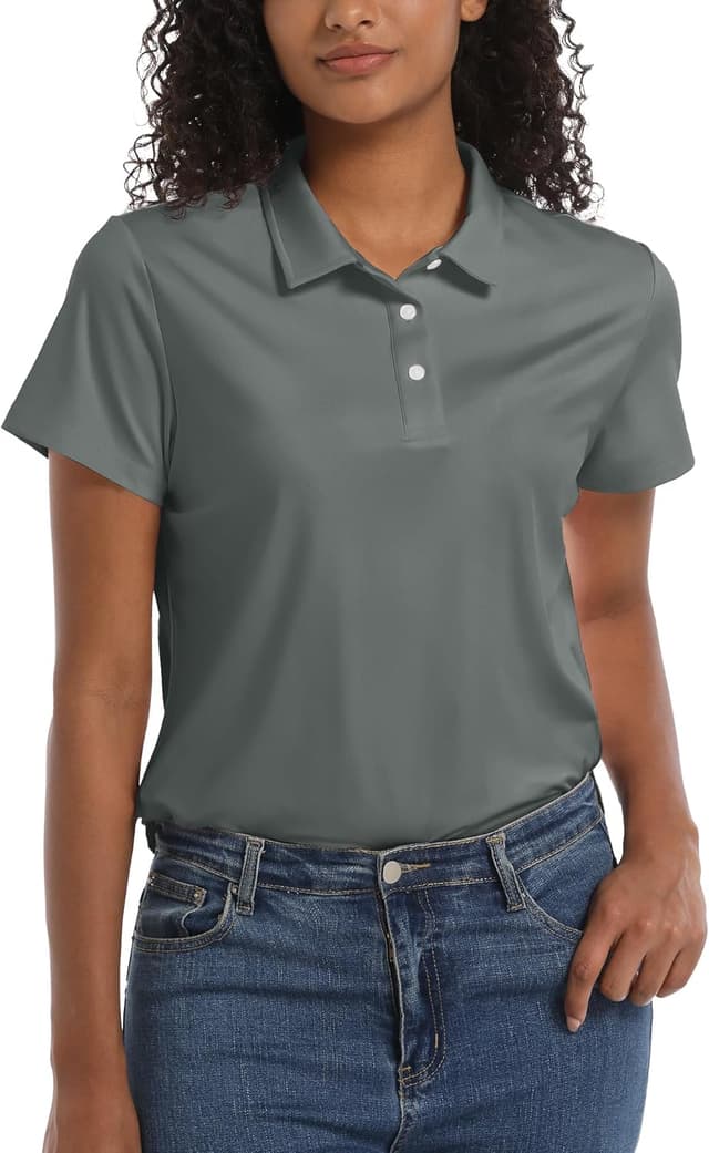Detalle de KEFITEVD Women’s Quick Dry UPF 50+ Golf Polo Shirt (Short Sleeve)