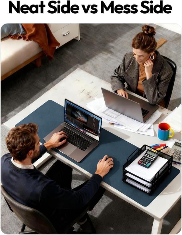 Detalle 2 de YSAGi Leather Desk Protector & Large Office Desk Pad (Dark Blue, 31.5" x 15.8")