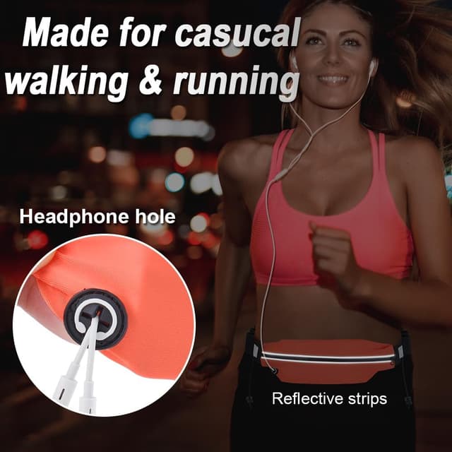 Detalle 2 de RJ-Sport Laufgürtel für Handy – wasserdichte Lauftasche mit Bauchtasche, Startnummernband und verstellbarem Gummiband