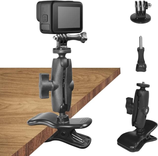 Detalle de HLEESH Jaws Clamp Mount for GoPro Hero Cameras with 360° Ballhead and 1/4” Thread (desk webcam stand)