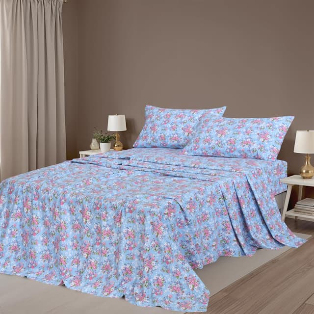 Detalle de ZOYER King Size 100% Cotton Double Brushed Flannel Sheets Set (4-Piece) with Deep 16-Inch Pockets