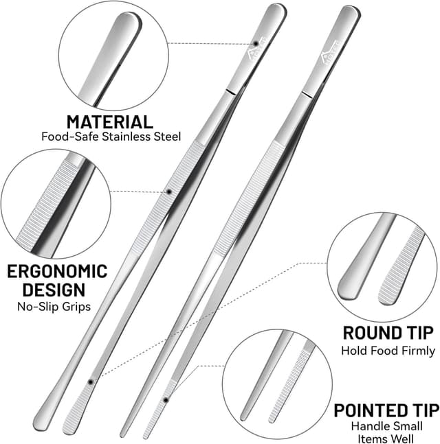 Thumbnail 4 de Hotec Grillzange Edelstahl Lang 30 cm Kochpinzette Küche 🍽