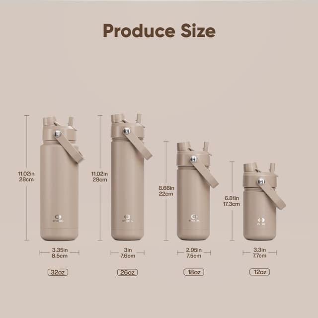 Thumbnail 5 de ENCOOL 26 oz Insulated Water Bottle with Straw 🚰